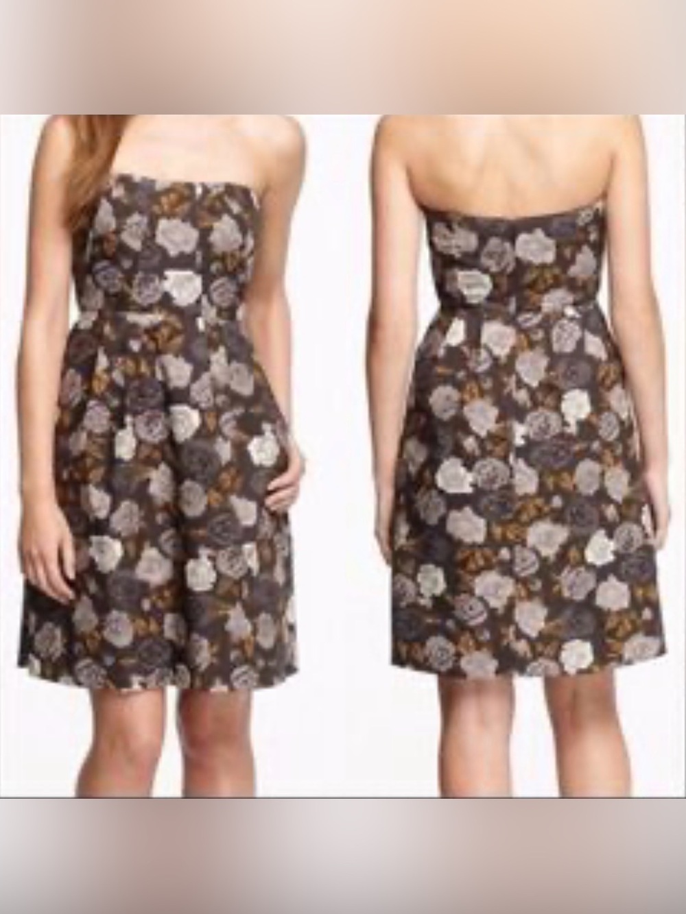 J.Crew Marielle Strapless Dress 00 EUC Solstice Floral Pockets Prom Hoco F-4